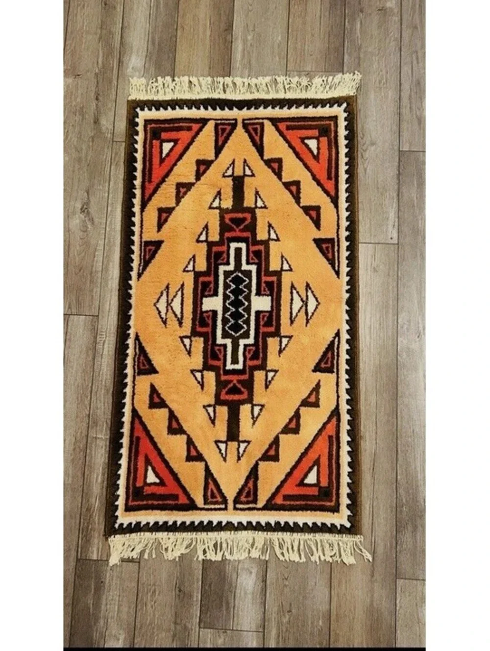 Vintage Native American Navajo Area Rug 57” By 28.5”